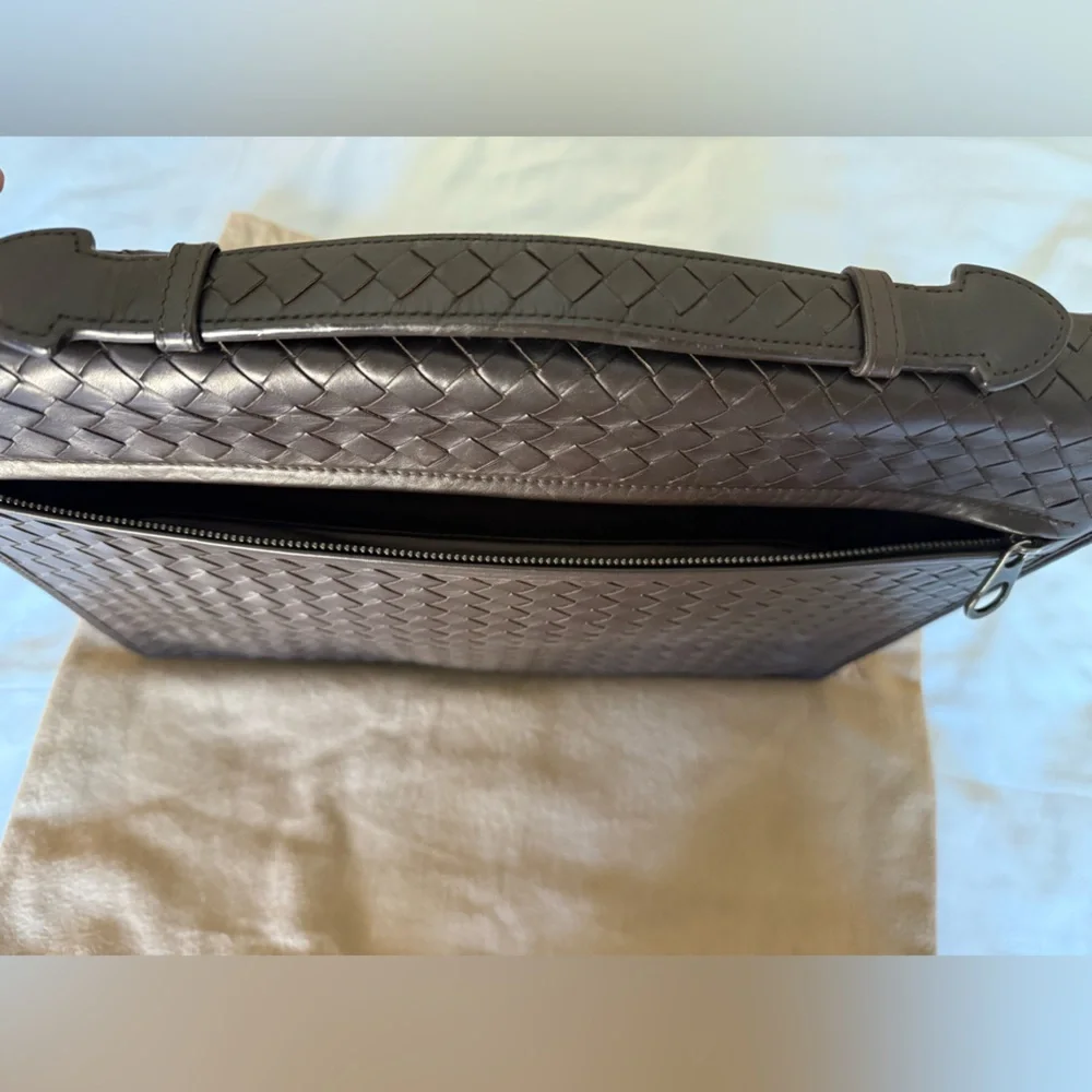Bottega Veneta Dark Brown Woven Briefcase